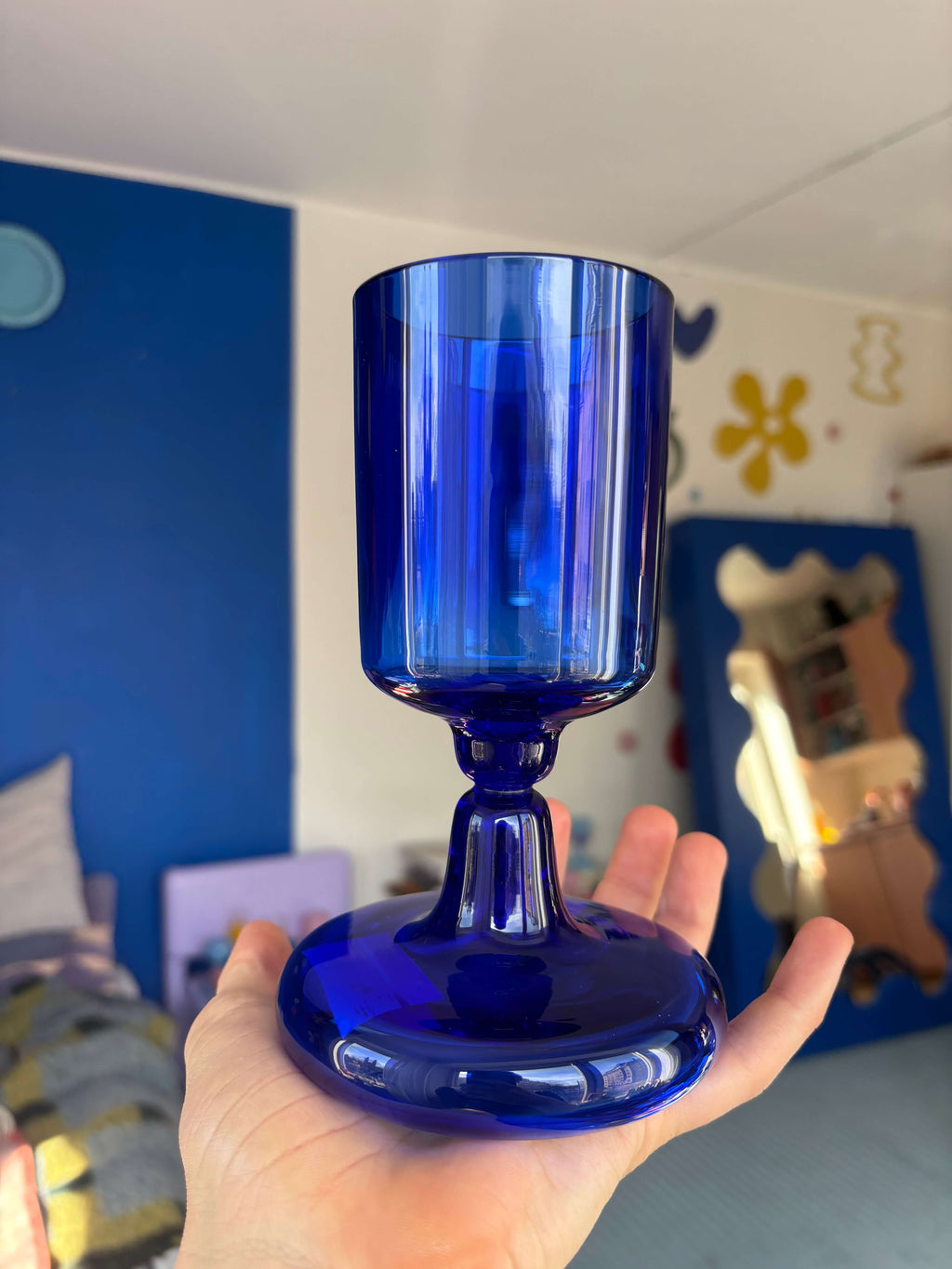 Chunky Beer Glass Cobalt Blue