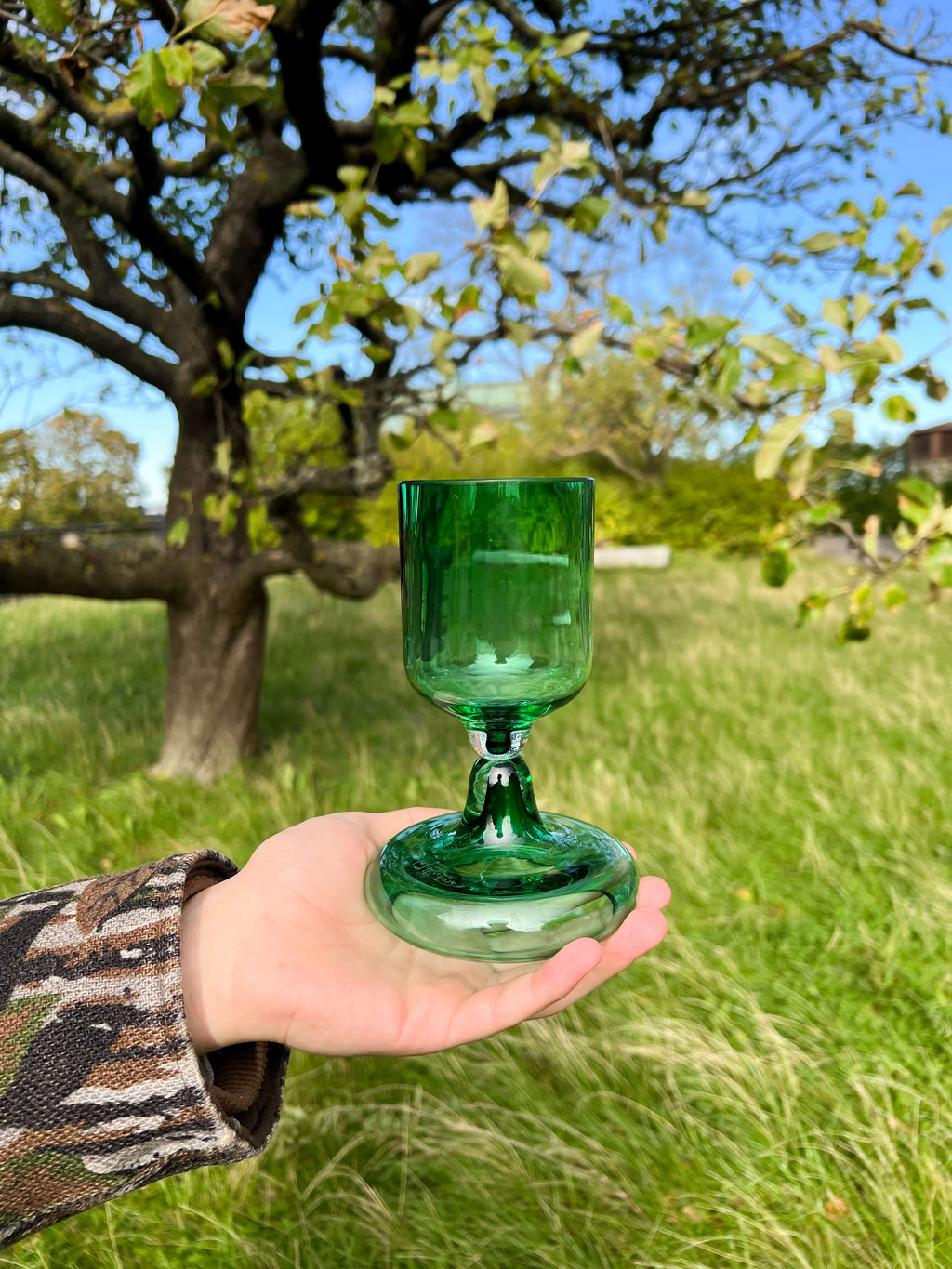 Chunky Beer Glass Transparent Green