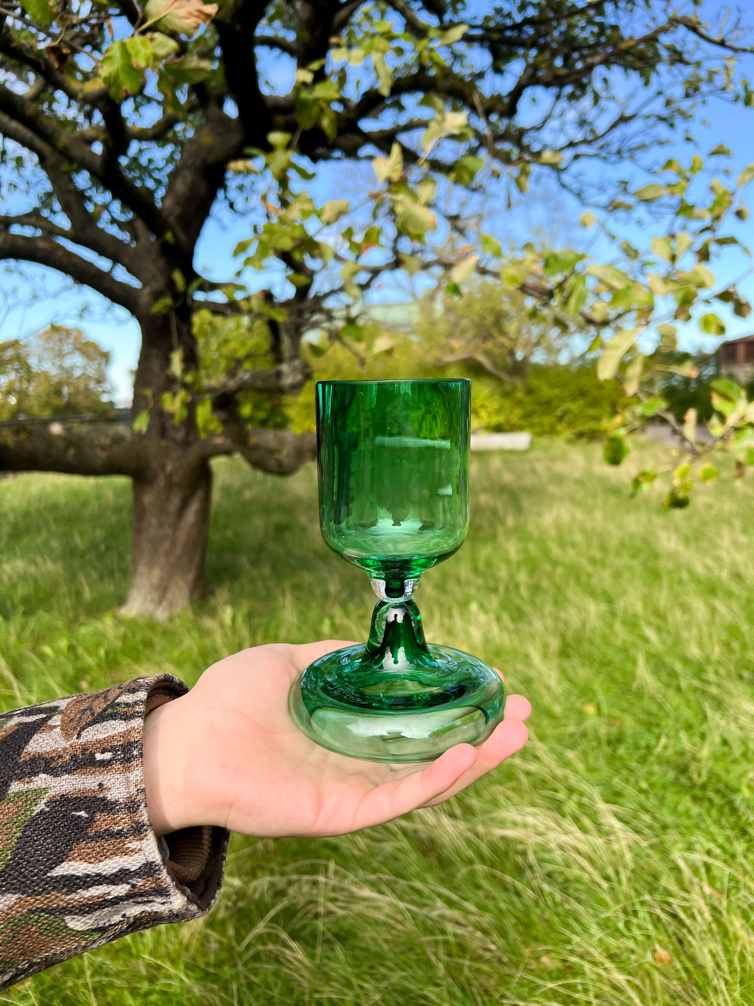 Chunky Beer Glass Transparent Green