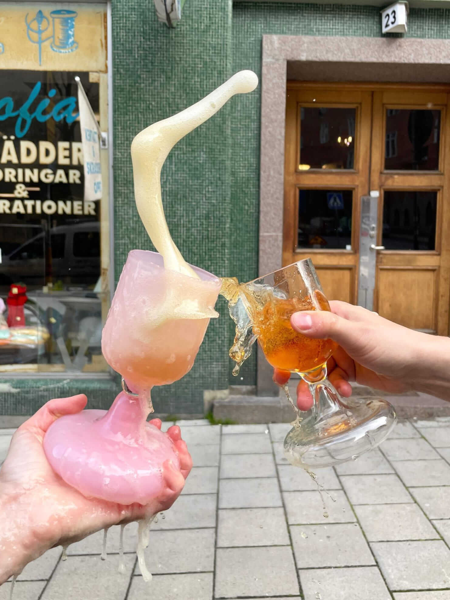 Chunky Beer Glass Pink
