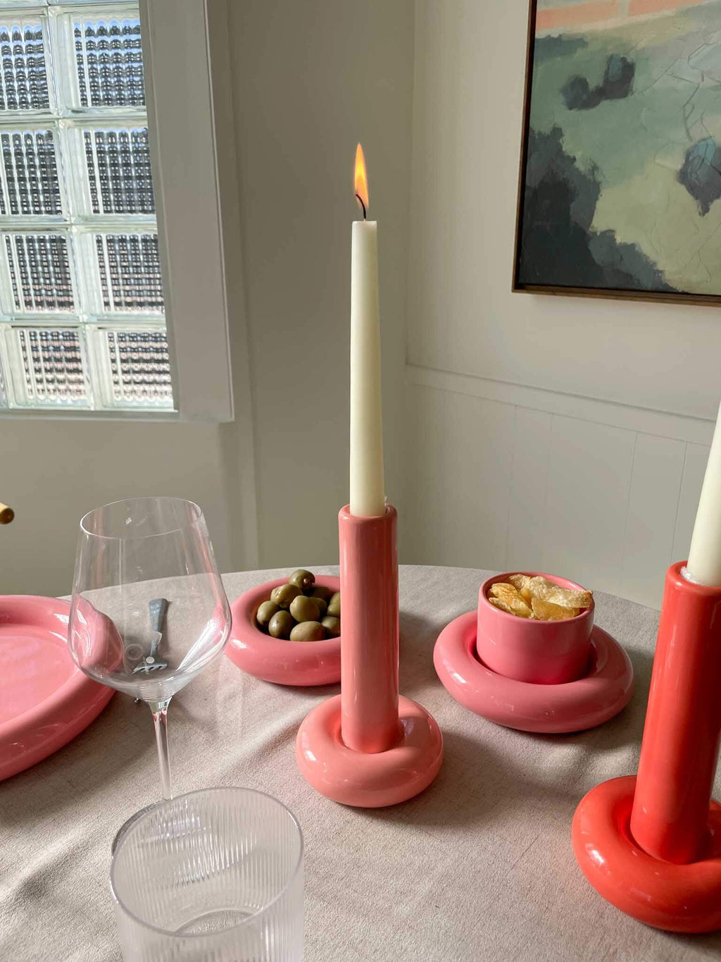 Chunky Candle Holder Pink