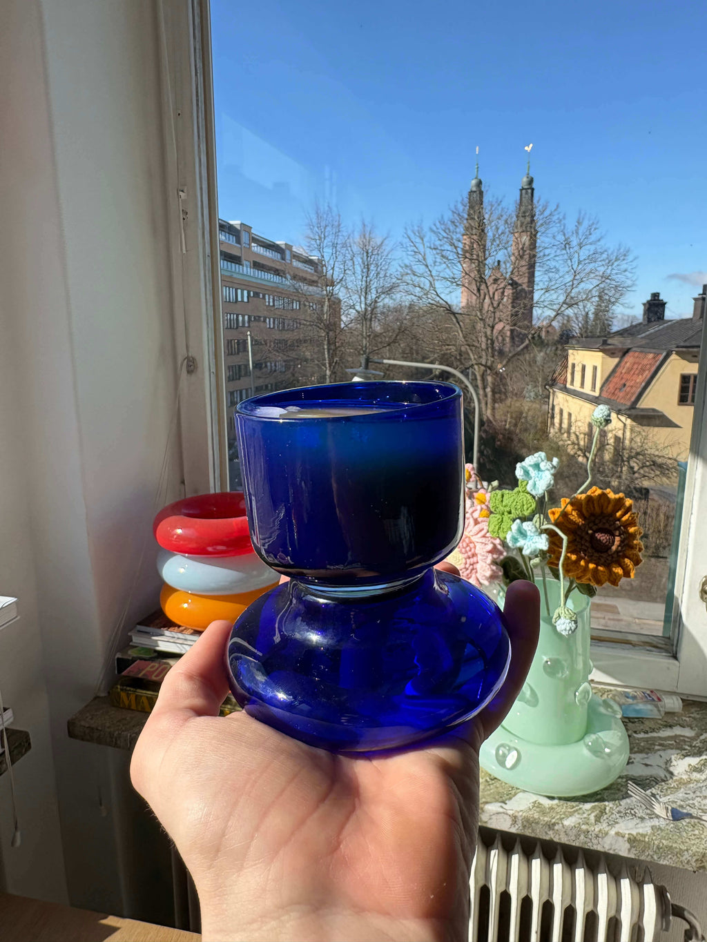 Chunky Water Glass Cobalt Blue