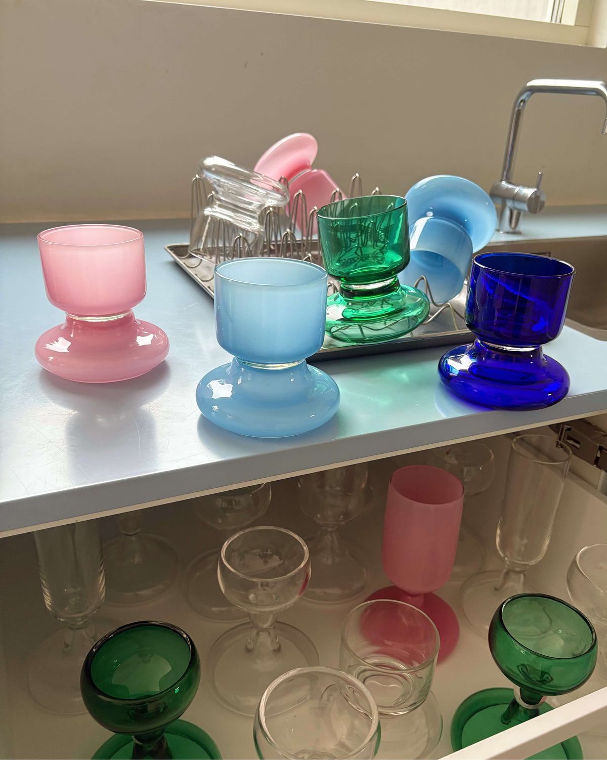 Chunky Water Glass Transparent Green