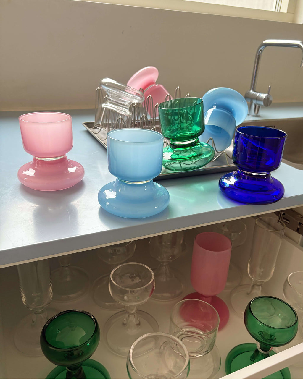 Chunky Water Glass Transparent Green