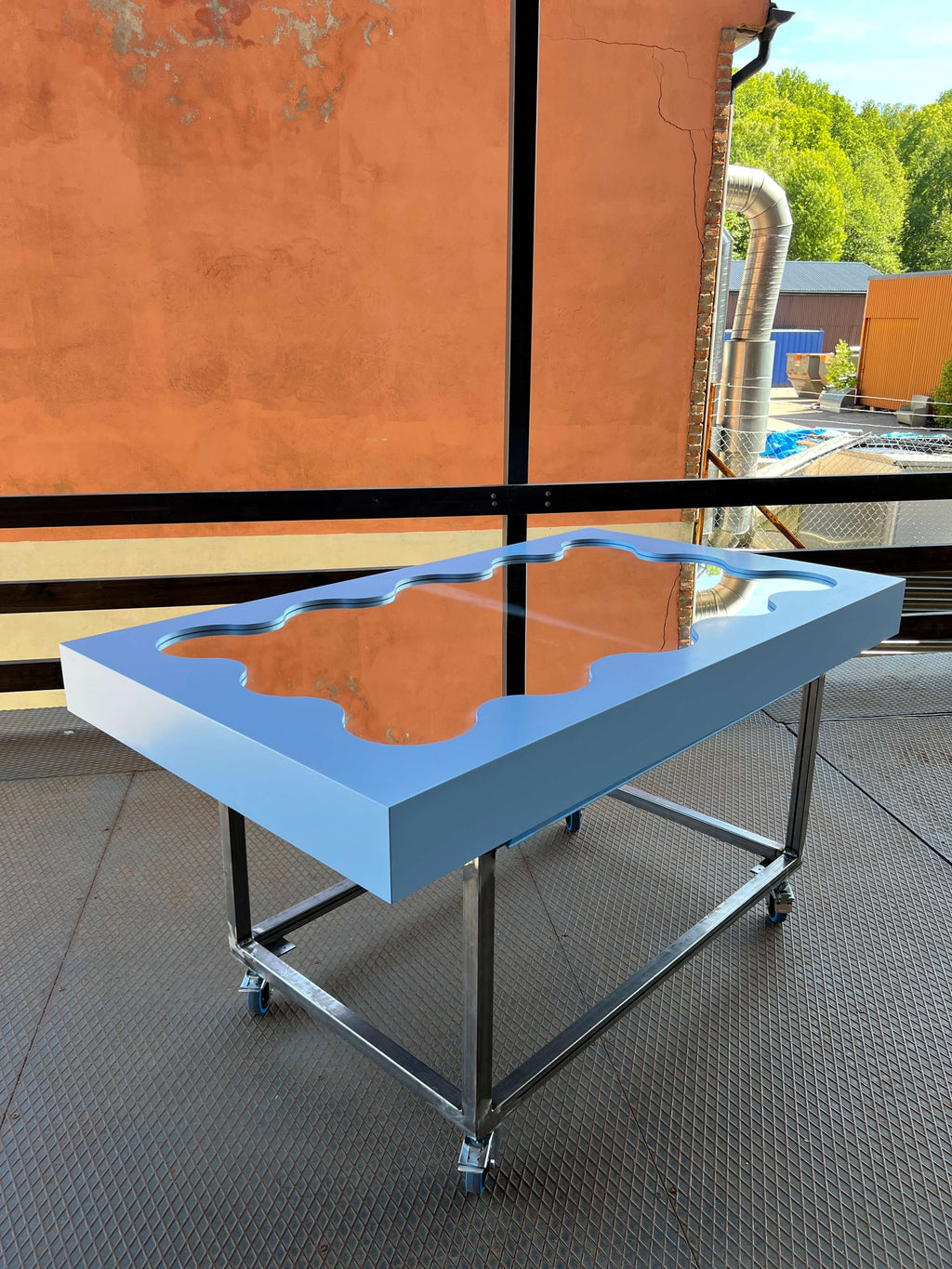 Curvy Mirror Light Blue