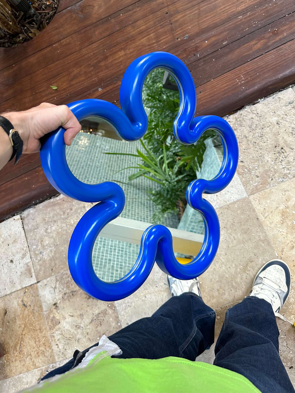Flower Mirror Micro Cobalt Blue