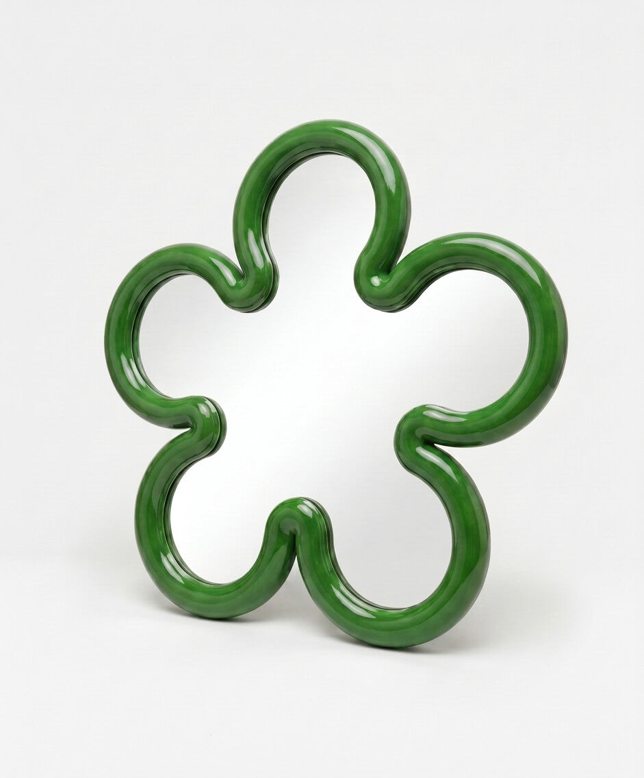 Flower Mirror Mini Dark Green